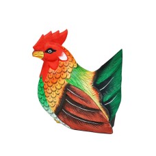 Wooden Green Brown Red Chicken 20 cm