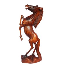 Wooden Brown Standing Horse on Base 100 cm