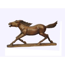 Wooden Running Horse on Base Brown 35 cm