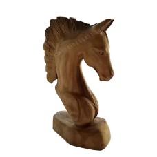 Wooden Horse Head Brown Statue 20 cm