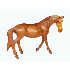 Wooden Brown Walking Horse Statue 35 cm