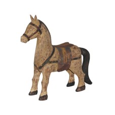 Wooden Riding Horse Antique Cream Black Brown 30 cm