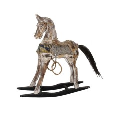 Wooden Rocking Horse White Wash Batik 50 cm