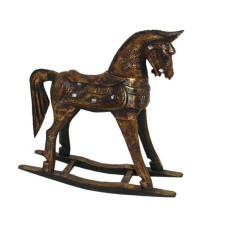 Wooden Rocking Horse Antique Gold 40 cm