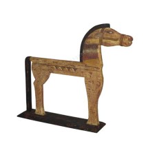 Wooden Horse On Base Antique Cream Black 60 cm