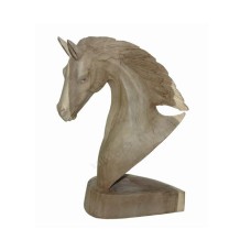 Hibiscus Wood Horse Head Natural Grain 20 cm