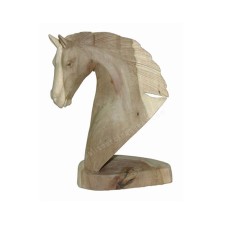 Hibiscus Wood Horse Head Natural Grain 15 cm