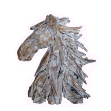 Reclaimed Teak Horse Head White Wash 70 cm