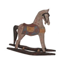 Wooden Rocking Horse Antique Grey Brown 45 cm