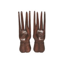 Wooden Dark Brown Hands Rings Display Stand 20 cm