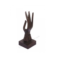 Wooden Dark Brown Right Hand Rings Display 25 cm