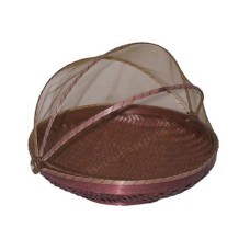 Bamboo Basket Nets Food Cover Maroon 35 cm