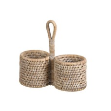 Hanging Rattan Wine Holder White Wash