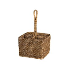 Hanging Rattan Cutlery Holder Antique Brown