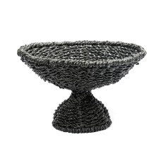 Woven Straw Grass Fruit Platter Black 20 cm