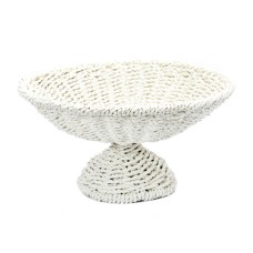 Woven Straw Grass Fruit Platter White 20 cm