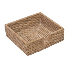 Woven Rattan Square Napkin Box Antique White 19 cm