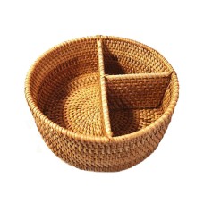 Rattan Round Compartment Honey Brown 19 cm