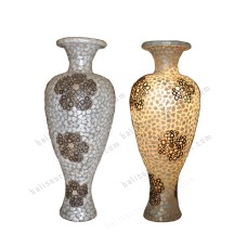 Floor Lamp White Capiz Shell Flower Motif 100 cm