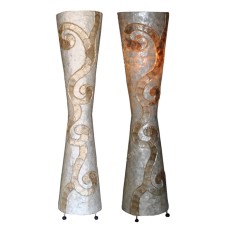 Slim Cylinder Floor Lamp White Gold Capiz Shell 150 cm