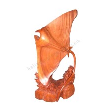 Wooden Manta Ray Sculpture On Base 100 cm