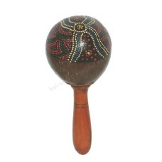 Coconut Shell Stick Maracas Aborigine Painted 18 cm