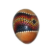 Wooden Egg Maracas Aborigine Painted Red Yellow 6.5 cm