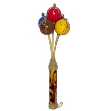 Wooden Maracas Colored Ping Pong Balls Dots 28 cm