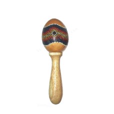 Wooden Egg Stick Maracas Aborigine Painted 16 cm