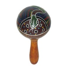 Coconut Shell Stick Maracas Snake Motif 18 cm