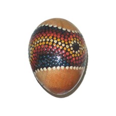 Wooden Egg Maracas Aborigine Red Yellow Painted 6.5 cm