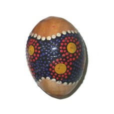 Wooden Egg Maracas Aborigine Blue Red Painted 6.5 cm