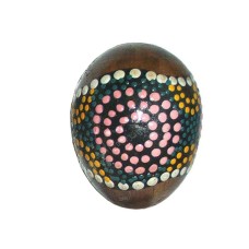 Wooden Egg Maracas Aborigine Green Yellow Painted 6.5 cm