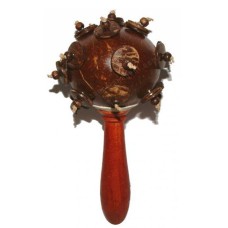 Natural Brown Coconut Shell Stick Maracas 23 cm