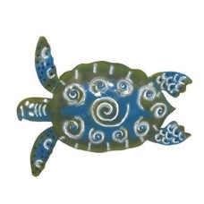 Metal Turtle Wall Decor Green Turquoise 38 cm