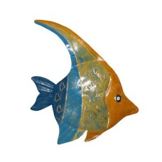 Metal Fish Wall Decor Blue Yellow 50 cm