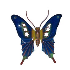 Metal Butterfly Blue Yellow Wall Décor 36 cm