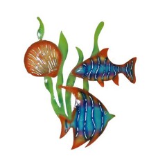 Metal Shell Fish Green Brown Blue Wall Décor 47 cm