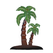 Metal Coconut Tree Green Brown Wall Décor 54 cm