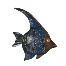 Metal Fish Wall Decor Blue Brown 50 cm