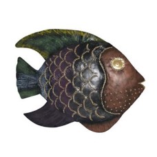 Metal Fish Wall Decor Grey Brown 47 cm