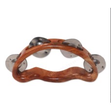 Wooden Brown Tambourine Instrument 19 cm