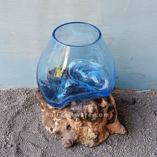 Molten Blue Glass Terrarium Medium 15 cm