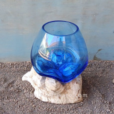 Molten Blue Glass Terrarium Small 12 cm