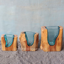 Molten Glass Flower Vase Set of 3