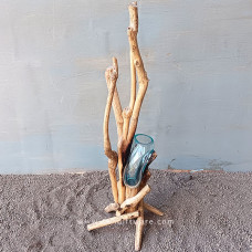 Blown Glass Vase On Wood Twigs 50 cm