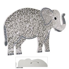 Mosaic Glass Elephant Shape Grey 50 cm