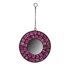 Mosaic Glass Hanging Mirror Purple 10 cm