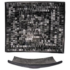 Square Plate Mosaic Glass Black Silver 40 cm