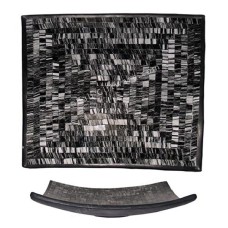 Square Plate Mosaic Glass Black Silver 30 cm